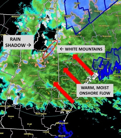 Radar demonstrating upslope precipitation